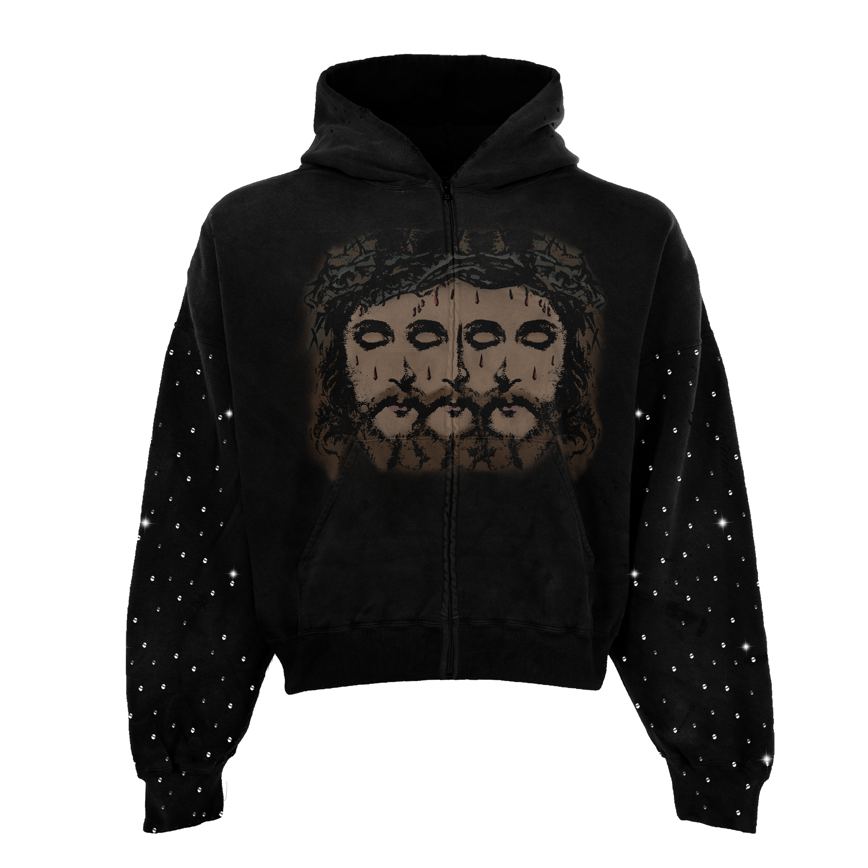 Thorns Rhinestone Zip Up